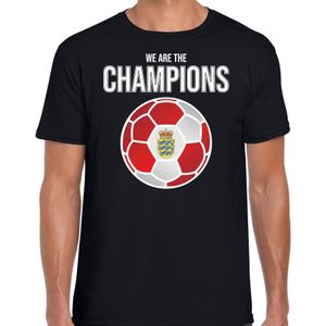Denemarken EK/ WK supporter t-shirt - we are the champions met Deense voetbal - zwart - heren - kleding / shirt