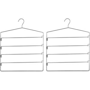 Set van 2x stuks metalen kledinghanger/broekhanger voor 4 broeken 37 x 48 cm - Kledingkast hangers/kleerhangers/broekhangers