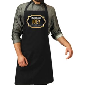 Naam cadeau master chef schort Joey zwart - keukenschort cadeau