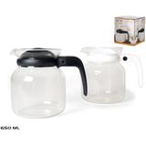 Glas/kunststof theepot met zwart deksel en handvat - 0,65 liter/650 ml