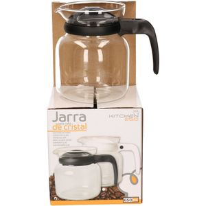 Glas/kunststof theepot met zwart deksel en handvat - 0,65 liter/650 ml