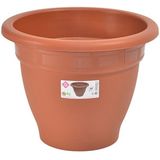 Set van 4x stuks terra cotta kleur ronde plantenpot/bloempot kunststof diameter 30 cm - Plantenbakken/bloembakken voor buiten