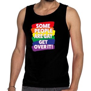 Gayride some people are gay get over it! tanktop/mouwloos shirt - zwart regenboog singlet voor heren -  LHBT kleding