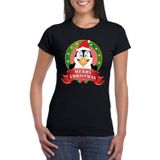 Pinguin Kerst t-shirt zwart Merry Christmas voor dames - Kerst shirts