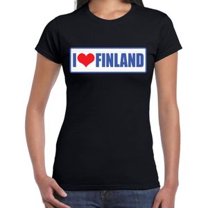 I love Finland landen t-shirt zwart dames - Finland landen shirt / kleding - EK / WK / Olympische spelen outfit