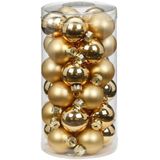 60x stuks glazen kerstballen elegant goud mix 4 en 6 cm glans en mat - Kerstversiering/kerstboomversiering