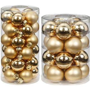 60x stuks glazen kerstballen elegant goud mix 4 en 6 cm glans en mat - Kerstversiering/kerstboomversiering