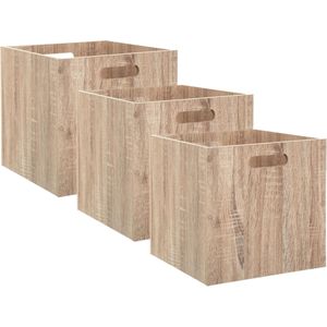 Set van 3x stuks opbergmand/kastmand 29 liter bruin/naturel van hout 31 x 31 x 31 cm - Opbergboxen - Vakkenkast manden