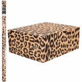 6x Rollen kraft inpakpapier jungle/panter pakket - dieren/luipaard/roze 200 x 70 cm - cadeau/verzendpapier