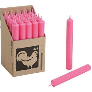 Set van 25x roze kaarsen/dinerkaarsen 18 cm 7-8 branduren - Geurloze kaarsen/steekkaarsen - Tafelkaarsen/kandelaarkaarsen