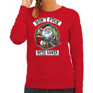 Foute Kerstsweater / kersttrui Dont fuck with Santa rood voor dames - Kerstkleding / Christmas outfit