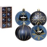 Feeric lights and christmas kerstballen - 16x - 8 cm -kunststof - blauw