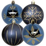 Feeric lights and christmas kerstballen - 16x - 8 cm -kunststof - blauw