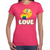 Bellatio Decorations Gay Pride shirt - love - regenboog - dames - roze