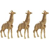 3x Kersthangers figuurtjes gouden giraf 8 cm - Dieren thema kerstboomhangers