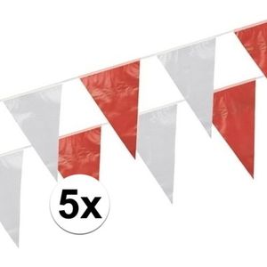 5x Vlaggenlijnen rood/wit - 10 meter - slingers