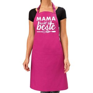 Mama kookt het beste keukenschort roze voor dames - Moederdag - bbq schort