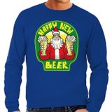 Foute Kersttrui / sweater - oud en nieuw / nieuwjaar trui - happy new beer / bier - blauw voor heren - kerstkleding / kerst outfit