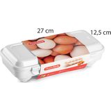 Plasticforte Eierdoos - koelkast organizer eierhouder - 10 eieren - wit - kunststof - 27 x 12,5 cm
