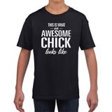 Awesome chick tekst zwart t-shirt  voor meiden / meisjes - tekst shirt voor meisjes