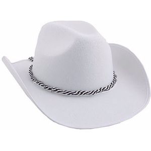 Witte verkleed cowboyhoeden met koord - Carnaval hoeden - Western thema