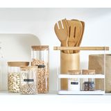 Zeller kruidenrek/keuken organizer staand - wit - 24 x 10 x 20 cm - metaal/bamboe hout