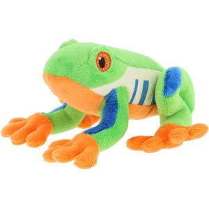 Keel Toys pluche Boomkikker knuffeldier - multi kleuren - zittend - 15 cm - Luxe Eco kwaliteit knuffels