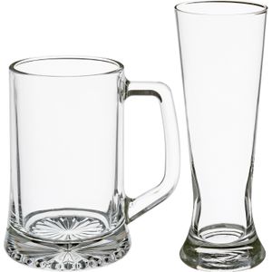 Secret de Gourmet Bierglazen set - bierpullen/pilsglazen fluitje - 8x stuks - glas
