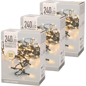 3x Kerstverlichting warm wit buiten 240 lampjes - LED lichtsnoer