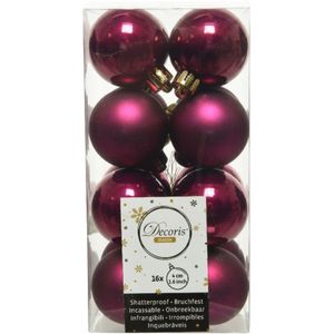 16x stuks kunststof kerstballen framboos roze (magnolia) 4 cm - Mat/glans - Onbreekbare plastic kerstballen