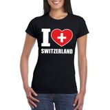 Zwart I love Zwitserland/ Switzerland supporter shirt dames - Zwitsers t-shirt dames