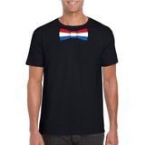 Zwart t-shirt met Hollandse vlag strikje heren -  Nederland supporter