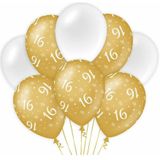 Paperdreams 16 jaar leeftijd thema Ballonnen - 24x - goud/wit - Verjaardag feestartikelen