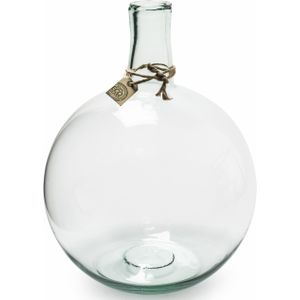 Transparante Eco bol vaas/vazen met hals van glas 45 cm hoog x 32 cm breed in het midden. Boeket of losse bloemen
