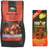 BBQ starterspakket - houtskool briketten 3 kilo - barbecue aanmaakblokjes 72x