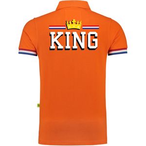 Luxe King poloshirt - 200 grams katoen - King met kroon - oranje - heren - King met kroon kleding/ shirts