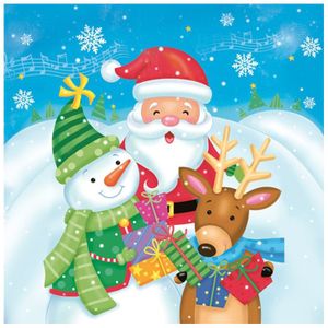 Daisy kerst thema servetten - 60x st - 33 x 33 cm - kerstman, sneeuwpop en rendier