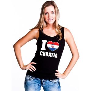 Zwart I love Kroatie supporter singlet shirt/ tanktop dames - Kroatisch shirt dames