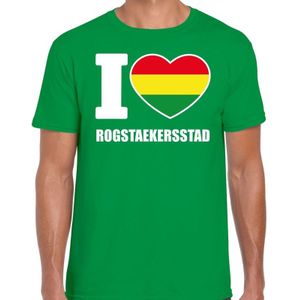 Carnaval t-shirt I love Rogstaekersstad voor heren - groen - Weert - Carnavalshirt / verkleedkleding