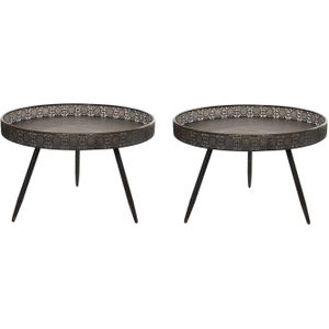 Set van 2x stuks bijzettafels Lagune rond metaal brons H45,5 x D70 - Home Deco meubels en tafels