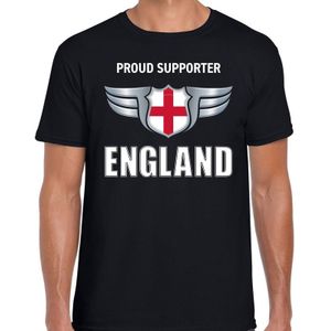 Proud supporter England / Engeland t-shirt zwart voor heren - landen supportershirt / kleding - EK / WK / Songfestival