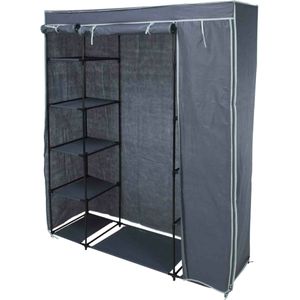 Storage Solutions Mobiele kledingkast - legplanken - opvouwbaar - grijs - 167 cm
