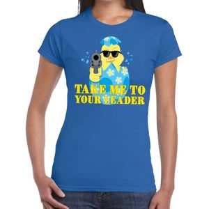 Fout Paas t-shirt blauw take me to your leader voor dames - Pasen shirt
