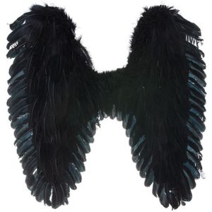 Halloween kleding accessoires zwarte vleugels 65 cm