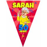 50 Sarah party vlaggenlijn 10 meter - 50 jaar verjaardag feestartikelen