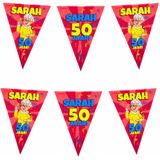 50 Sarah party vlaggenlijn 10 meter - 50 jaar verjaardag feestartikelen