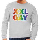 Grote maten XXL Gay regenboog sweater grijs -  plus size lgbt sweater voor heren - gay pride