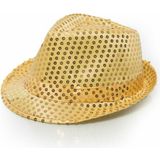 Faram Party verkleed hoedje en bretels - Goud kleurig - Verkleedkleding