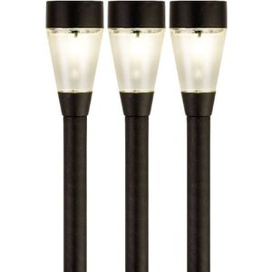 3x Buiten/tuin LED zwarte stekers Jive solar verlichting 32 cm - Tuinverlichting - Tuinlampen - Solarlampen op zonne-energie