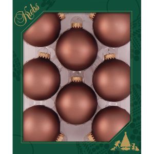 16x stuks glazen kerstballen 7 cm kokosnoot bruin kerstboomversiering - Kerstversiering/kerstdecoratie